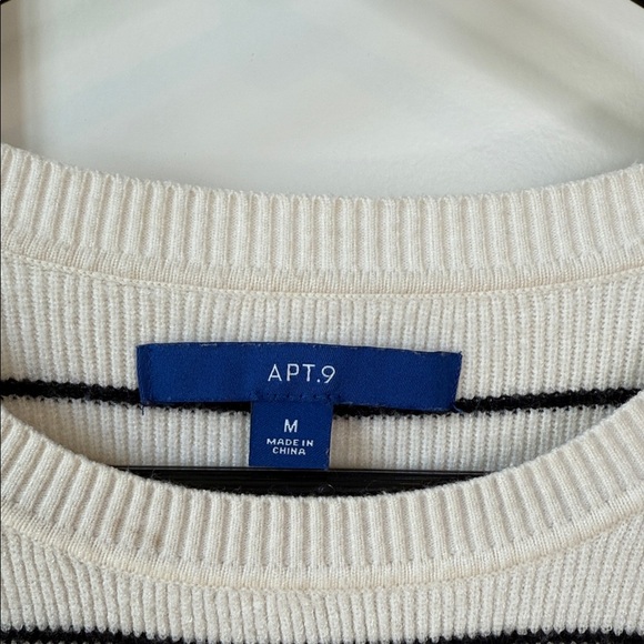 Apt. 9 Ivory/White and Black Striped Sweater - Picture 2 of 6